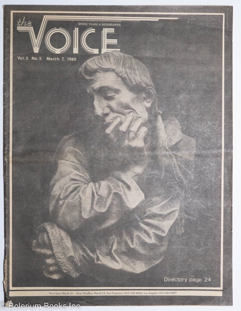 Cat.No: 210973 The Voice: more than a newspaper; vol. 2, #5, March 7, 1980. Paul D. Hardman, Senator Milton Marks Quentin Kopp, E. Lee Clifton.