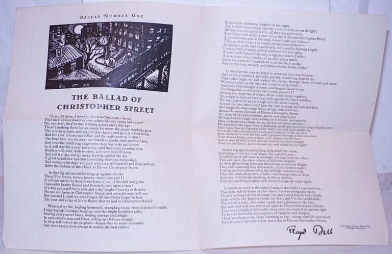 Cat.No: 211106 The ballad of Christopher Street. Floyd Dell.