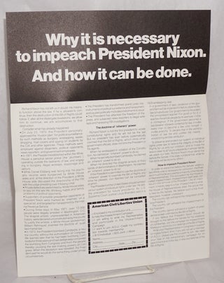 On September 30, 1973 the ACLU Board of Directors called for the impeachment of President Nixon. What is the ACLU, and why are they calling for impeachment?