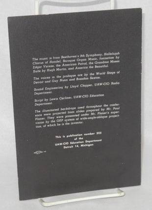 From the beginnings: a prologue to a rational attempt to find ways for achieving peace, justice and abundance in a free world which will be presented at the opening of the 6th UAW-CIO International Education Conference, April 8th, 1954, Chicago, Illinois
