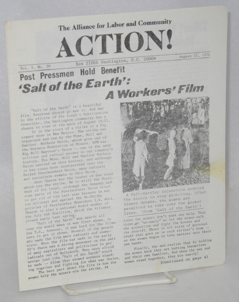 Cat.No: 211718 Action! Vol. 1, no. 30, August 12, 1976. Alliance for Labor, Community Action.