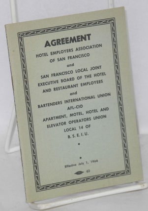 Cat.No: 211956 Agreement: Hotel Employers Association of San Francisco and San Francisco...