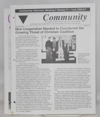 Community: newsletter of the Capital District Lesbian and Gay Community Center; 8 issue broken run May 1989 - April 1995