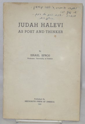 Cat.No: 212498 Judah Halevi as Poet And Thinker. Israel Efros