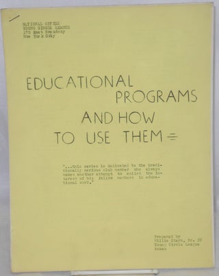 Cat.No: 212501 Educational programs and how to use them. Willie Stern