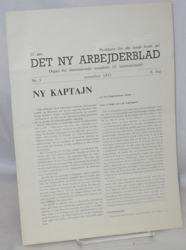 Cat.No: 212581 Det ny Arbejderblad: Organ for Internationale Socialister (4. Internationale). Nr. 5 (Nov. 1953)