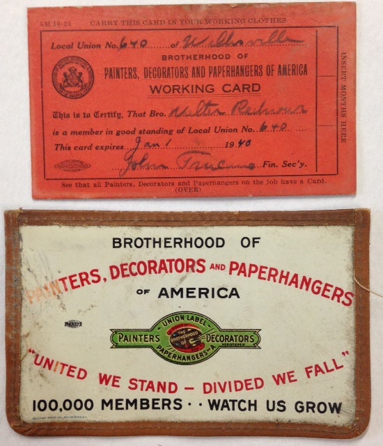 Cat.No: 213702 Working Card. Decorators Brotherhood of Painters, Paperhangers of America.