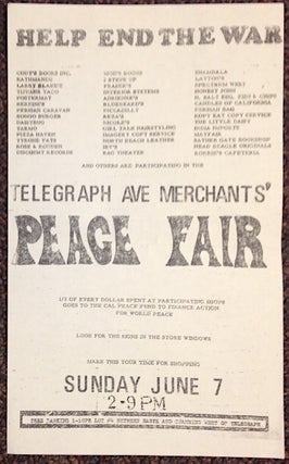 Help End the War ... Telegraph Ave. Merchants' Peace Fair [handbill]