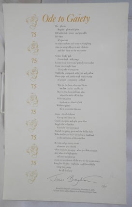 Cat.No: 213978 Ode to Gaiety [signed broadside]. James Broughton