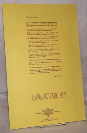 Cat.No: 214147 Projected View of 2000. Feminist Broadside No. 3. Freya Manfred