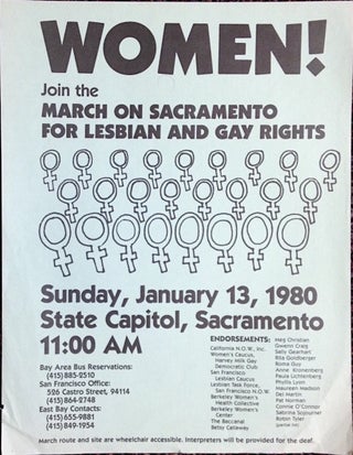Cat.No: 214661 Women! Join the March on Sacramento for Lesbian and Gay Rights [handbill