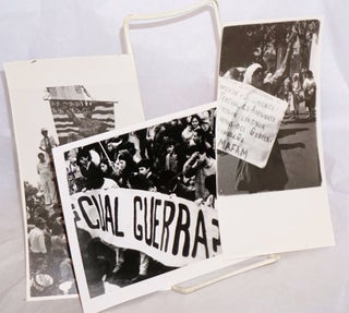 Four b&w photographs of a Salvadoran march