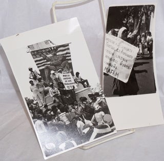 Four b&w photographs of a Salvadoran march