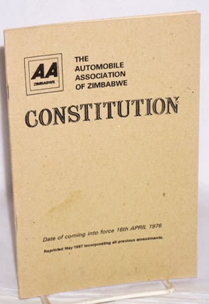 Cat.No: 215393 Constitution. Automobile Association of Zimbabwe