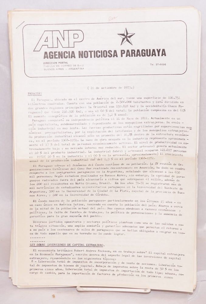 Cat.No: 217777 ANP [24 issues]. Agencia Noticiosa Paraguaya.
