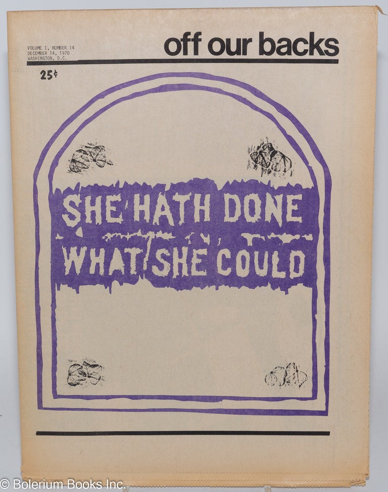 Cat.No: 218050 Off Our Backs: a women's news journal; vol. 1, #14, December 14, 1970