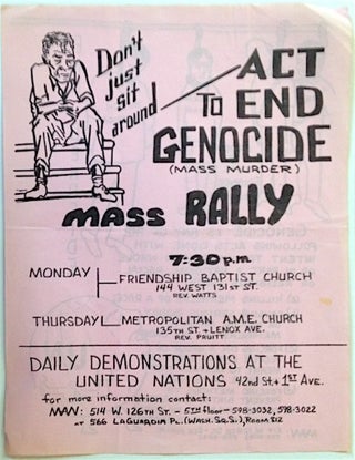 Don't just sit around - Act to end genocide (mass murder). Mass rally [handbill]