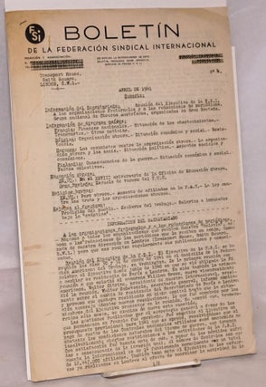 Cat.No: 218132 Boletín de la Federación Sindical Internacional. No. 4 (Abril de 1941)....