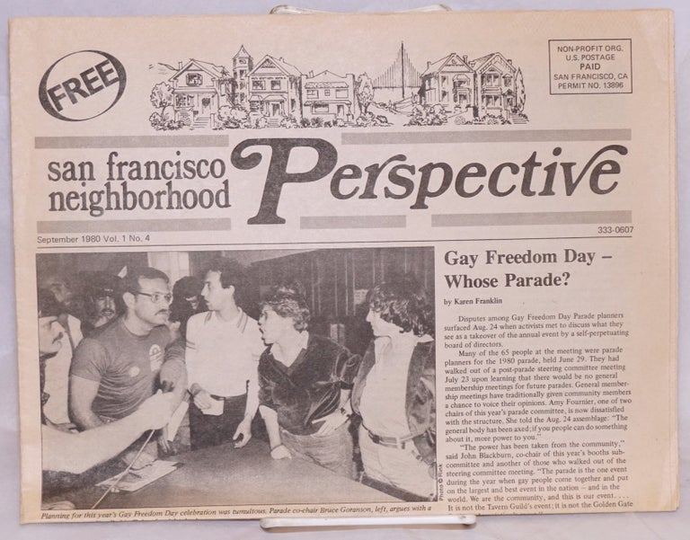 Cat.No: 218275 San Francisco Neighborhood Perspective: vol. 1, #4, September 1980; Gay Freedom day - whose parade? Karen Franklin.