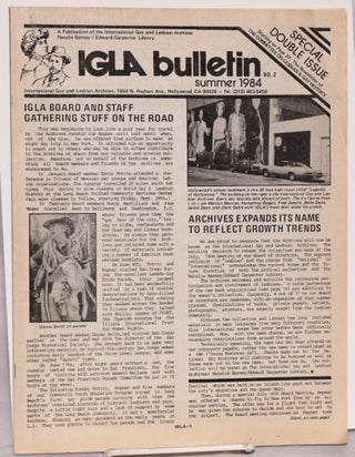 Cat.No: 218276 IGLA Bulletin: #2, Summer, 1984: special double issue. Jim Kepner, Marian...