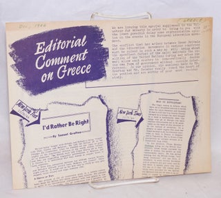 Cat.No: 218518 Editorial comment on Greece. Samuel Grafton, Earl Browder