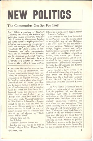 Cat.No: 218702 New politics, the Communists get set for 1968. Gary Allen.