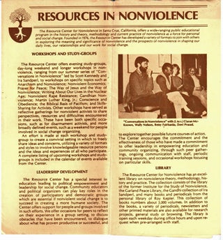 Cat.No: 218720 Resource in nonviolence. Resource Center for Nonviolence