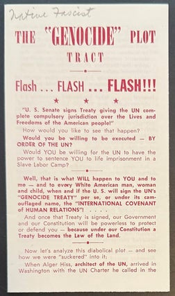 Cat.No: 218777 The "genocide" plot tract. Flash...flash...flash!!! Myron C. Fagan