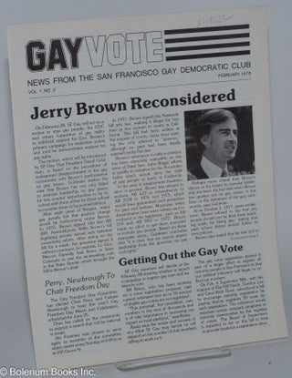 Cat.No: 219522 Gay Vote: news from the San Francisco Gay Democratic Club; vol. 1, #2,...