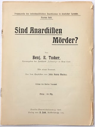Cat.No: 220934 Sind Anarchisten Mörder? Mit einem Vorwort. Aus dem Englischen von John...