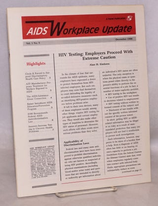 Cat.No: 221488 AIDS Workplace Update: vol. 1, #5 & 6, December 1988 & January 1989 [two...