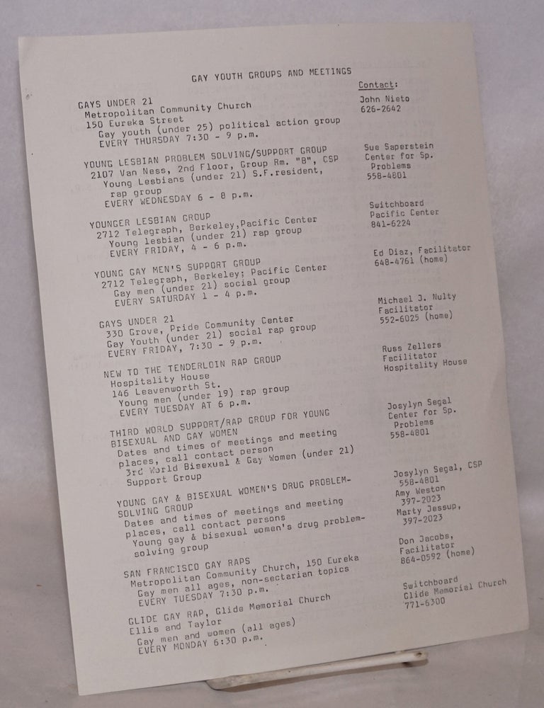 Cat.No: 221600 Gay Youth Groups and Meetings [handbill
