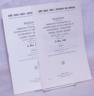 Cat.No: 222865 Army Signal Corps - Subversion and Espionage: Hearings before the...