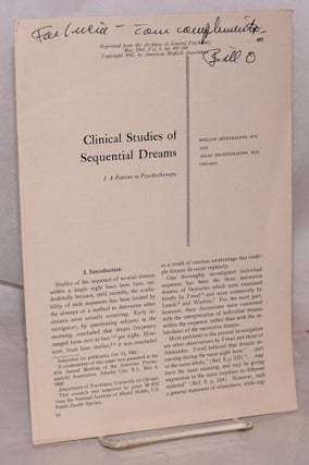 Cat.No: 222984 Clinical Studies of Sequential Dreams. I. A Patient in Psychotherapy....