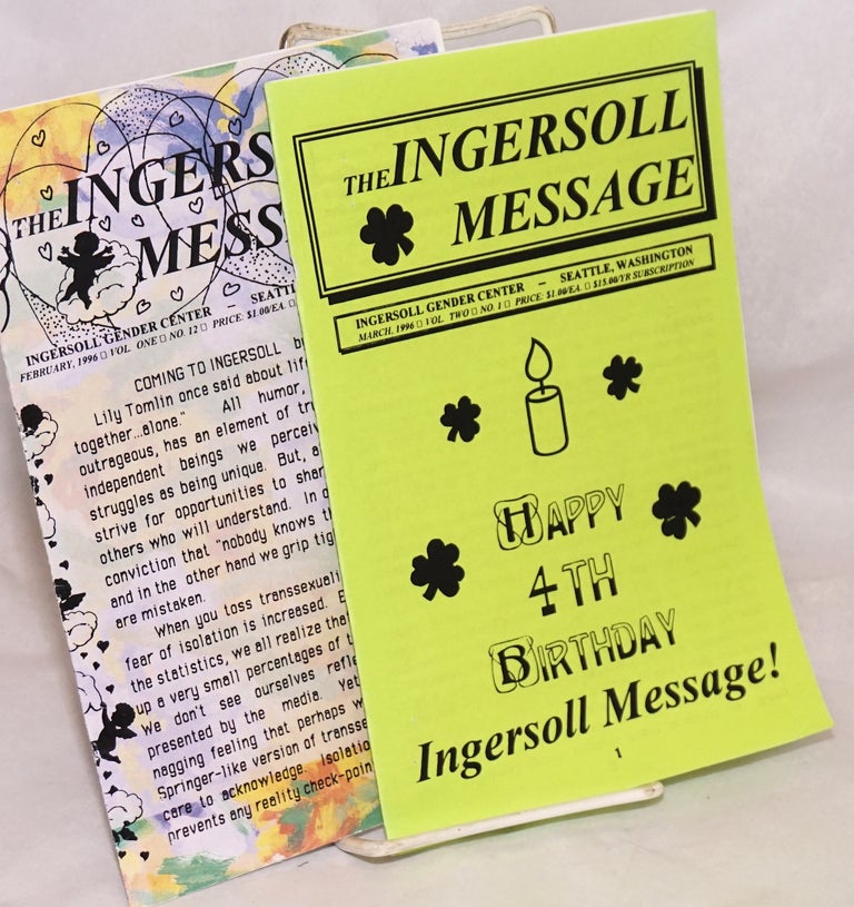 Cat.No: 223195 The Ingersoll Message [two issues] vol. 1, #12 & vol. 2, #1, February & March 1996. Pat Butler.