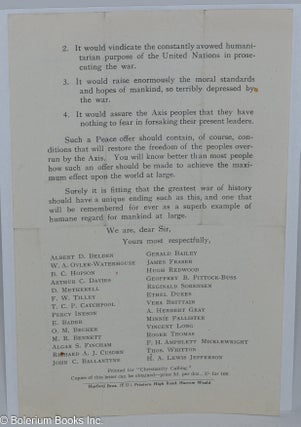 An Open Letter to the Prime Minister 11th February, 1943