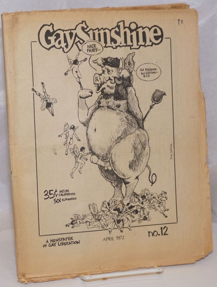 Cat.No: 223523 Gay Sunshine; a newspaper of gay liberation, #12 April 1972; Kinks "Lola" centerfold. Winston Leyland, Larry Eigner Harold Norse.