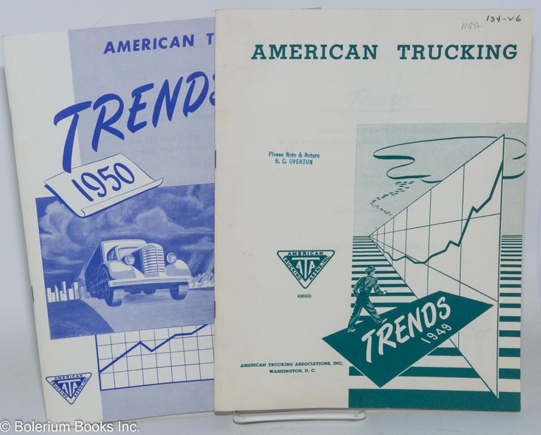 Cat.No: 224464 Trends. Showing the year-to-year changes in the pattern of many phases of motor truck operation. Produced by Public Relations Department [2 consecutive issues]. preparers ATA Department of Research.