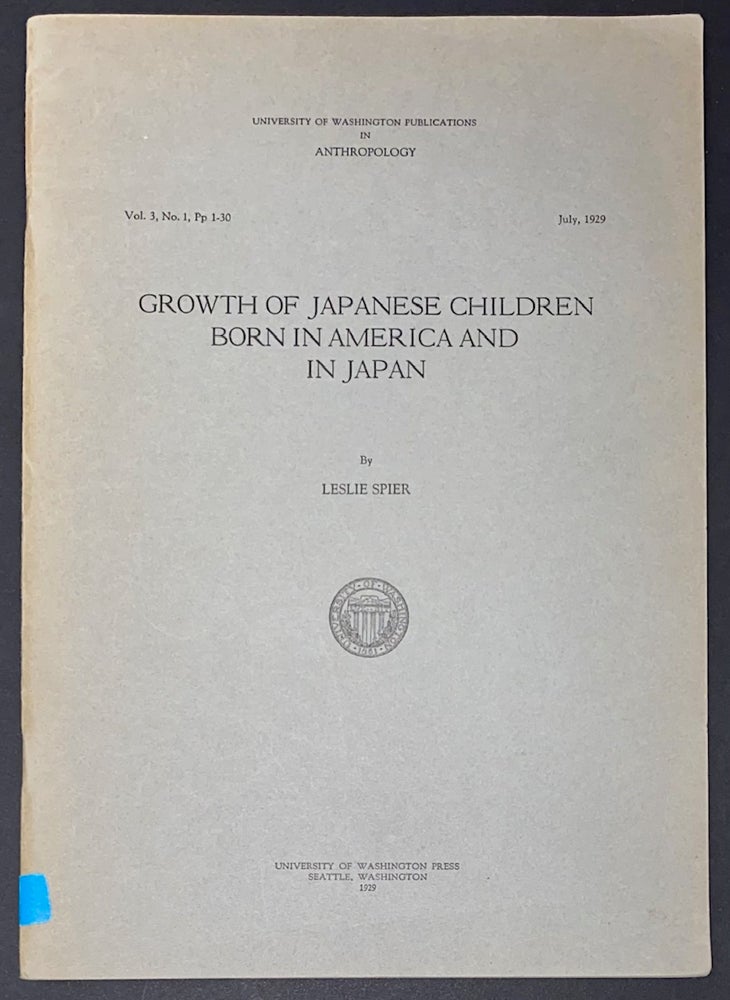 Cat.No: 224690 Growth of Japanese children born in America and in Japan. Leslie Spier.