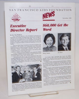 Cat.No: 224973 San Francisco AIDS Foundation News [newsletter] November 1985. Dr. Tim...