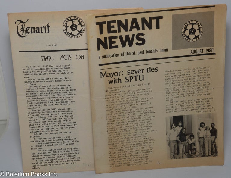 Cat.No: 225366 Tenant News [two issues: June, August 1980]. Saint Paul Tenants Union.