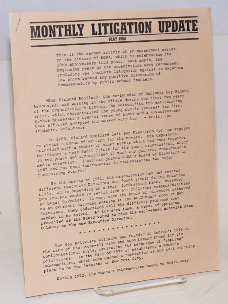 Cat.No: 225483 Monthly Litigation Update: May 1988