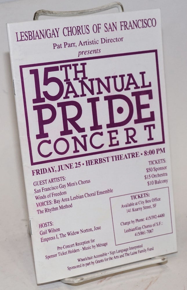 Cat.No: 225537 Lesbian/Gay Chorus of San Francisco, Pat Parr, Artistic Director, presents
