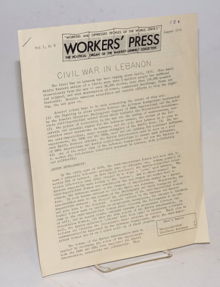 Cat.No: 225990 Workers' Press. The political organ of the Marxist-Leninist Collective. Vol. 2 no. 8 (August 1976). Marxist-Leninist Collective.