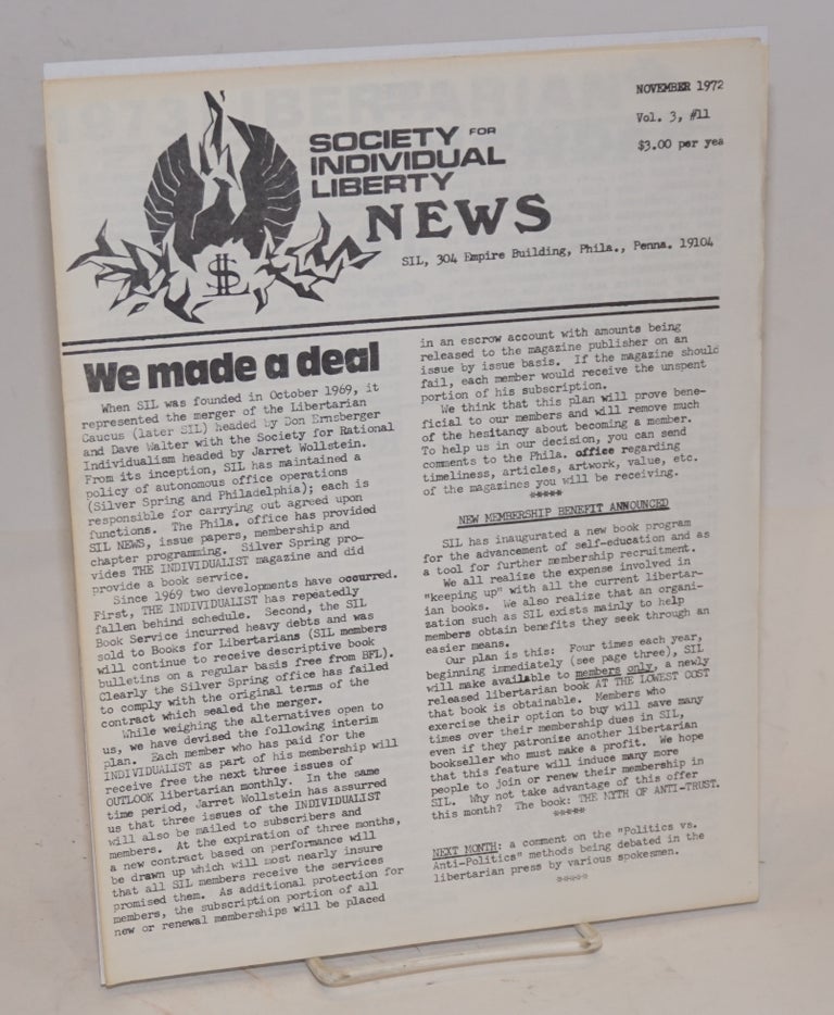 Cat.No: 226004 Society for Individual Liberty News. Vol. 3 no. 11 (Nov. 1972)