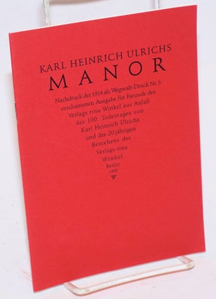 Cat.No: 226113 Manor: eine novelle. Karl Heinrich Ukrichs