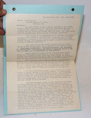 Cat.No: 227014 Opinion as to Patentability of the Teletype [handwritten caption]. E. E....