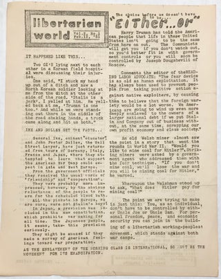 Cat.No: 227130 Libertarian World. Vol. 2 no. 1 (Feb. 12, 1951). Libertarian Socialist League