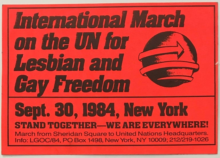 Cat.No: 227593 International March on the United Nations for Lesbian and Gay Freedom [sticker]