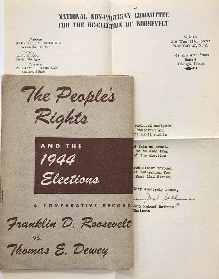 Cat.No: 227630 The people's rights and the 1944 elections: a comparative record, Franklin D. Roosevelt vs. Thomas E. Dewey